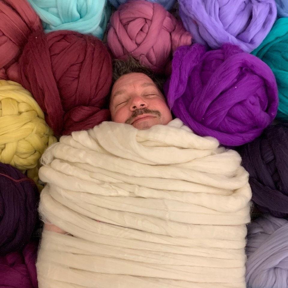 7 lbs Pounds Wool Chunky Yarn, Bulk Chunky Yarn, Wool Roving Fiber