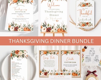 Editable Thanksgiving Dinner Bundle (Digital files)