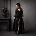 Gothic Crochet Pattern For Women Bell Sleeve Robe  Lace Crochet Cardigan Mosaic Crochet Lace Top Long Vest Digital Download