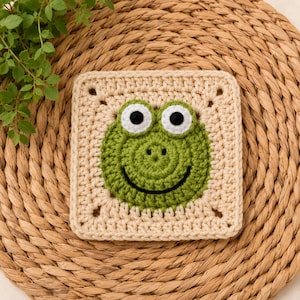 Frog Crochet Granny Square Pattern Filet Crochet Charms woodland Animals Baby Blanket Crochet Pillow Animal Motif Instant Download