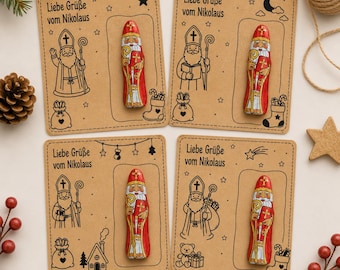 Nikolaus Mitgebsel | Kärtchen zum Ausdrucken | 4 Designs | PNG Datei | Schokonikolaus Geschenk | DIY Advent