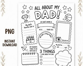Father's Day COLORING Page! All About My DAD Printable Picture (PNG)