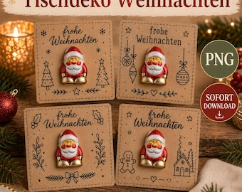 Tischdeko Weihnachten mit Schokolade | Mitgebsel Weihnachten | Gastgeschenk Weihnachtsfeier | Schoko Kärtchen PNG Sofort Download
