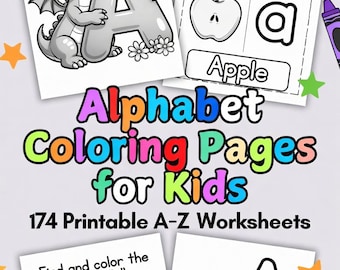 174 Alphabet Coloring Pages | Letter Search Activities | ABC Worksheets for Preschool & Kindergarten | Kids Learning Printable