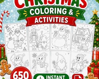 650+ Christmas Coloring Pages & Activities for Kids, Mega Christmas Activity Bundle, Printable Holiday Worksheets, PDF Instant Download