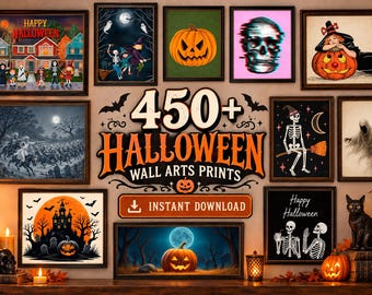 450+ Halloween Wall Art Prints Bundle, Vintage & Modern Spooky Art, Gothic Photos, Horror Printable Decor, Instant Digital Download