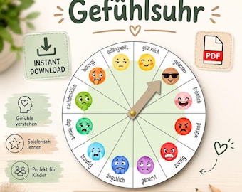 Gefühlsuhr/ Gefühlsrad Kinder | Montessori | Kindergarten & Schule | Gefühle und Emotionen lernen | Digitaler Download PDF A4