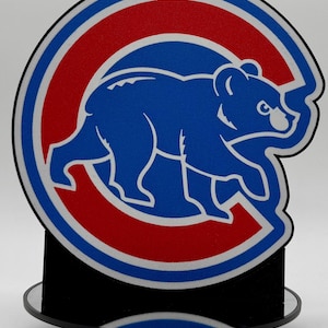 Letrero luminoso LED de los Chicago Cubs: arte de pared y exhibición de escritorio impreso en 3D que brilla en la oscuridad.