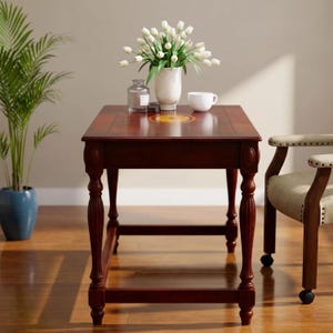 Antique Solid Wood Writing Desk Vintage Cherry Secretary Table With Drawers For Home Office