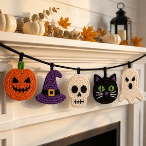 Halloween Virkad Girland PDF Mönster
