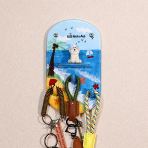 Custom Beach Pet Key Holder Palm Tree Dog Cat 3D Key Hanger Unique Gift for Her Personalized Pet Memorial Entryway Address Wall Organizer