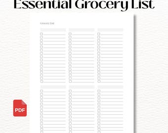 カテゴリー別買い物リスト（印刷可能）、市場リスト（PDF）、週間買い物リストテンプレート、米国レターサイズ（A4）買い物プランナー、キッチン整理