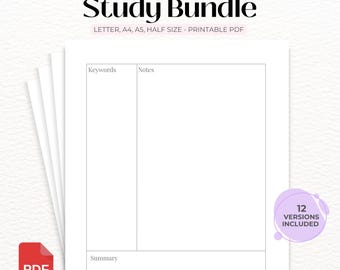 デジタル学習ノートセット、コーネル式ノートテンプレート12種類、Goodnotes学生プランナーページ、印刷可能な学校ノート作成用PDF、iPad用文房具