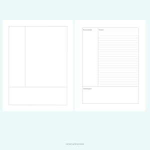 Minimalistische Lernnotizen zum Ausdrucken, einfache Cornell-Notizvorlage (PDF), Produktivitätspaket für Studierende, ästhetisch ansprechende Notizbuchseiten, 12 Versionen Bild 2