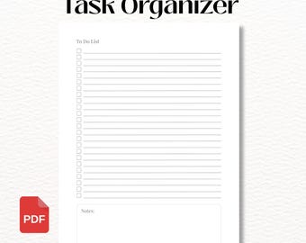 印刷可能なToDoリスト、ミニマリストチェックリストテンプレートPDF、日々のタスクオーガナイザー、生産性向上ノートパッド、USレター＆A4デジタルダウンロード