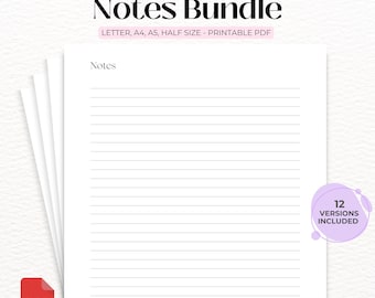 デジタルノート用紙セット、Goodnotes用紙テンプレート12種類、おしゃれなノートページ、印刷可能な罫線入りPDF、iPad用文房具