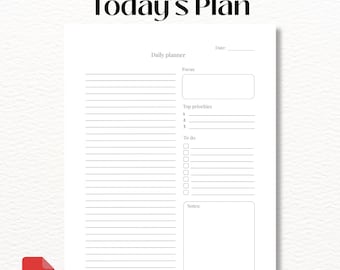Today Planner Printable, Daily Task List Template, Minimalist Daily Agenda PDF, US Letter & A4, Daily Productivity Planner, Daily Organizer