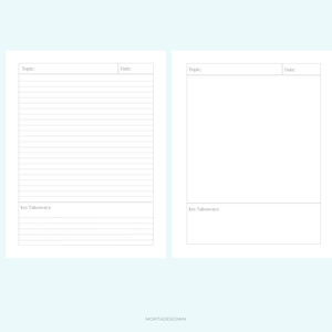 Minimalistische Lernnotizen zum Ausdrucken, einfache Cornell-Notizvorlage (PDF), Produktivitätspaket für Studierende, ästhetisch ansprechende Notizbuchseiten, 12 Versionen Bild 6
