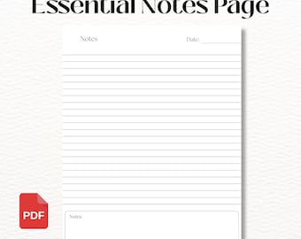 Digital and Printable Essential Notes Planner,Student Note-Taking Template, Goodnotes and Notability PDF, Aesthetic School Notes, US Letter & A4
