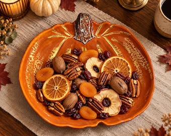 Plato de cristal con forma de calabaza, decoración de cocina otoñal, plato de otoño, decoraciones de Halloween, regalo de inauguración de casa para Acción de Gracias
