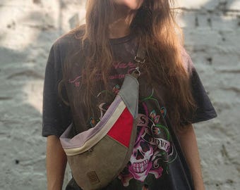 Colorful Canvas Fanny Pack, No Waste Sling Bag, Crossbody Vegan Bag, Everyday Bag