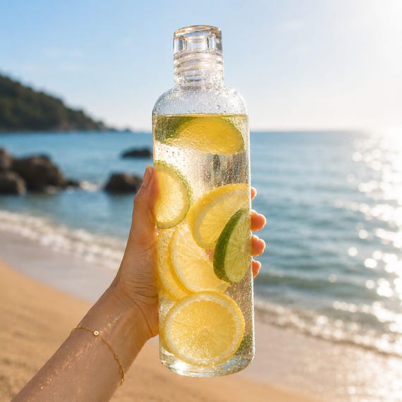 Glas-Wasserflasche, durchsichtige, wiederverwendbare Trinkflasche aus Borosilikatglas für Büro, Reisen und Fitnessstudio, tragbare Trinkflasche, minimalistisches Öko-Trinkgefäß