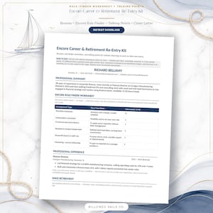 Retirement Re-Entry Kit | Encore Career Resume + Consulting Role Finder + Interview Scripts for Retirees