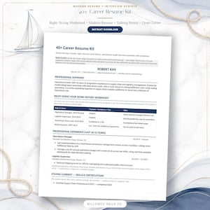 40 Plus Resume Template | Modern Resume for Experienced Professionals | Career Worksheet + Interview Scripts