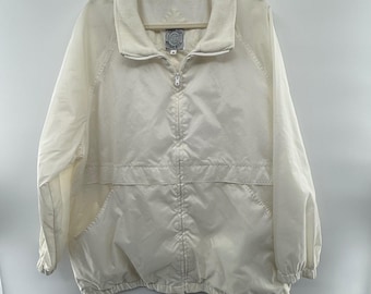 Current Seen 3X Ivory Zip Front Jacket Fleece Lined Vintage 90s Windbreaker