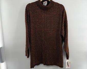 Mathias 2X Metallic Bronze Ribbed Sweater NWT Made in USA Vintage Sears