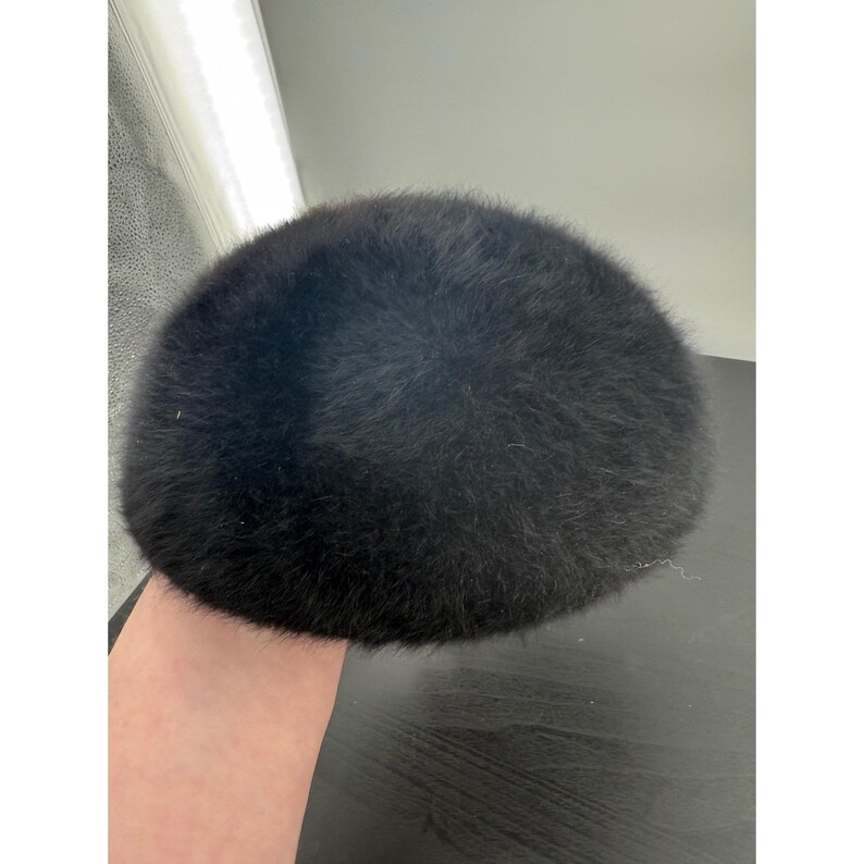 Boina Kangol negra de angora con detalle de lazo, fabricada en Inglaterra, estilo vintage Y2K imagen 4