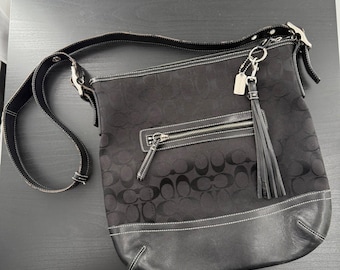 Coach Soho 9349 Black Signature Jacquard Leather Hobo Shoulder Bag Y2K