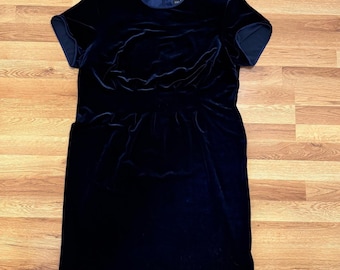 Vintage 90s Black Velvet Evening Gown Women's Petite Plus 18 John Roberts  Dress