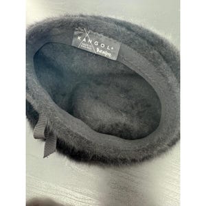 Boina Kangol negra de angora con detalle de lazo, fabricada en Inglaterra, estilo vintage Y2K imagen 3