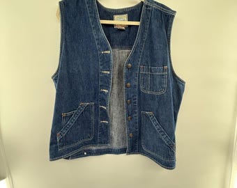 Vintage St. John's Bay Denim Vest XL 100% Cotton Utility Pockets Y2K Western