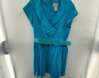 Vestido turquesa con cinturón para mujer de Danny & Nicole, estilo años 2000, talla 16, color turquesa. Estilo retro vintage.