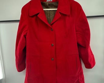 Vintage Red Wool Coat Womens Large International Scene 100% Wool Yugoslavia