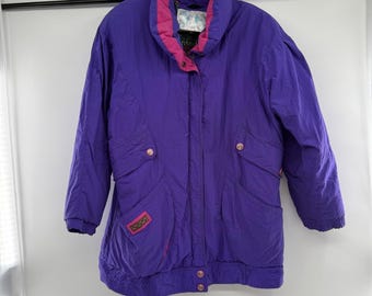 Chaqueta de esquí morada estilo vintage de los 80, modelo Winter Club Cyclone Retro, abrigo aislante, talla grande.