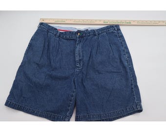 Vintage Tommy Hilfiger Shorts Mens 38 Denim Pleated Baggy Jorts 90s Y2K