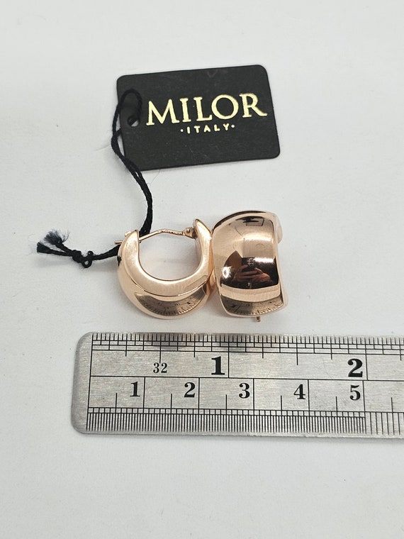 Milor 14 Karet Rose Gold Hoop Earrings Signed - image 6