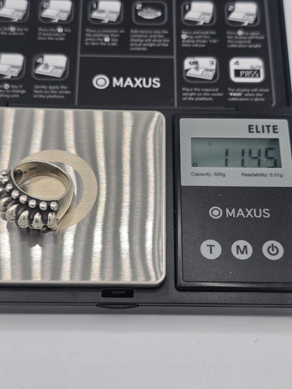 Ribbed Sterling Silver Statement Ring Size 6 - image 7