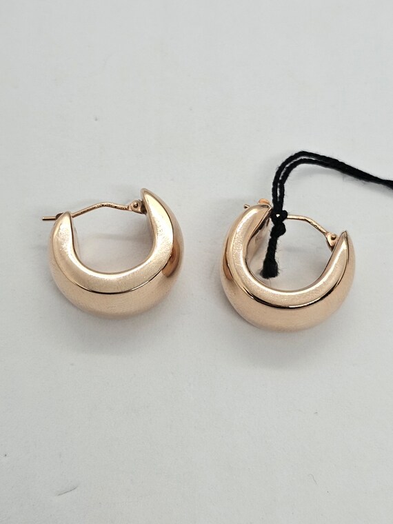 Milor 14 Karet Rose Gold Hoop Earrings Signed - image 2