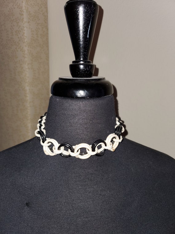 1930s Black-and-White Celluloid Choker Necklace