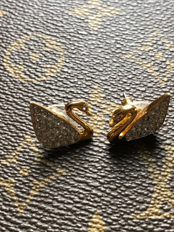 Swarovski Pavé Crystal Swan Earrings - image 3