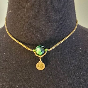 Miriam Haskell Gold Tone Marble Coin Chain Necklace Signed