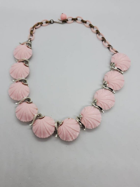 Lisner Barbie Pink Shell Silver Tone Celluloid Ch… - image 5