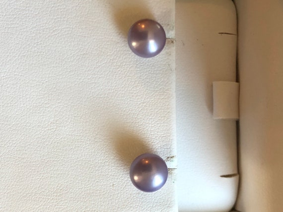Sterling Silver Fresh Water Lavender Pearl Earrin… - image 3