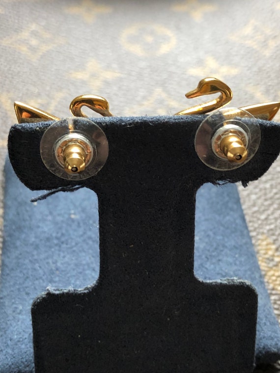 Swarovski Pavé Crystal Swan Earrings - image 4