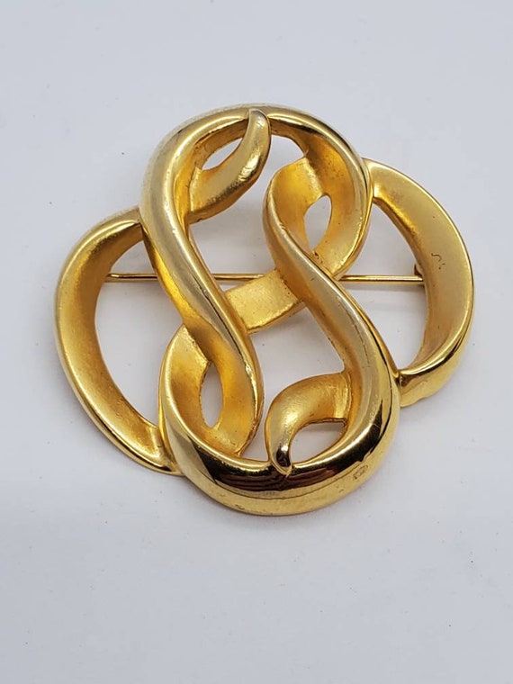 Vintage Erwin Pearl Gold Tone Designer Brooch Pin 