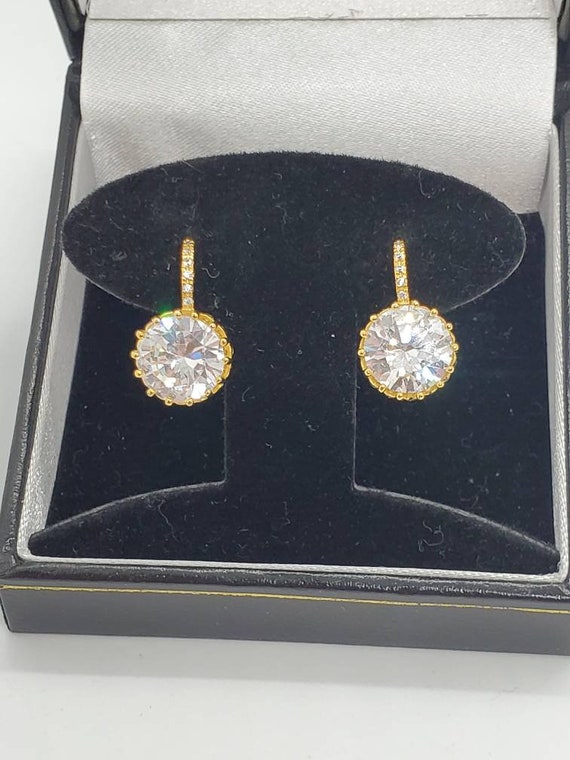 10mm Round Cubic Zirconium CZ Gold Over Sterling S